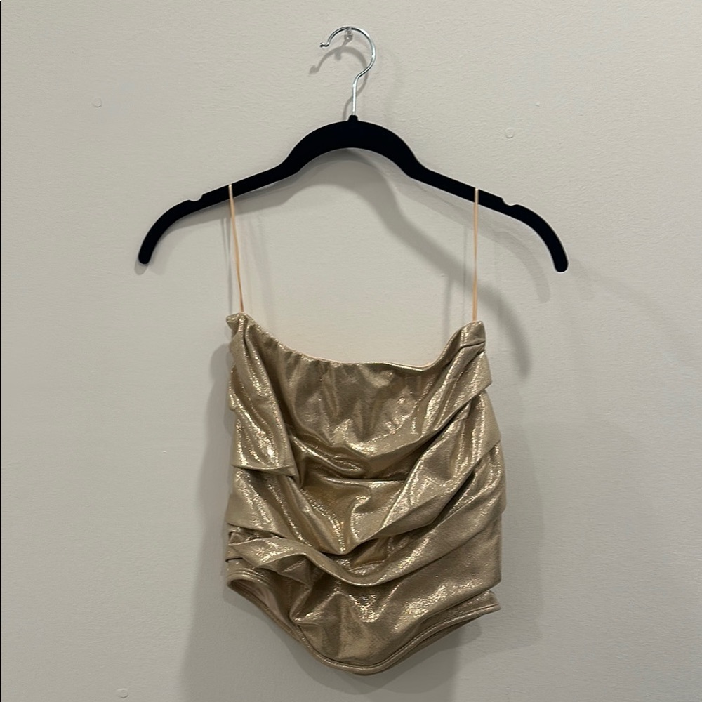 Gold strapless Ruched Corset